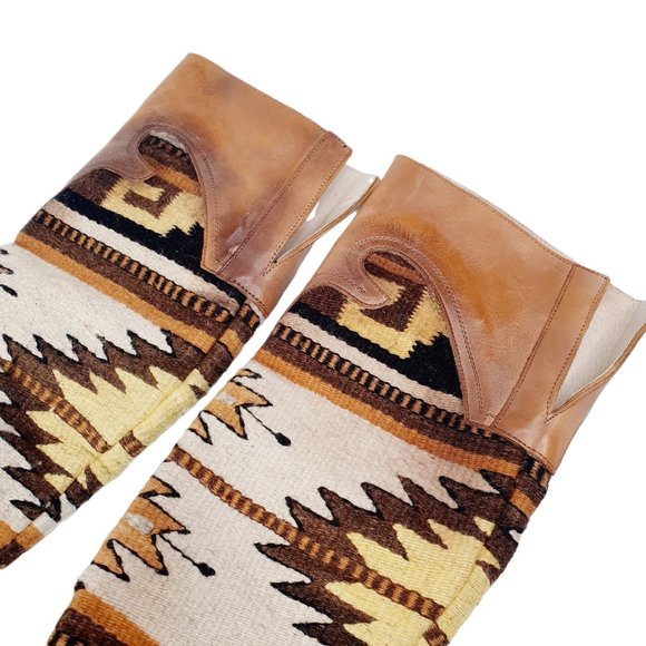 Freebird by Steven Sun Over The Knee Boots Brown Leather Aztec Blanket Women's 8 - Picture 3 of 12